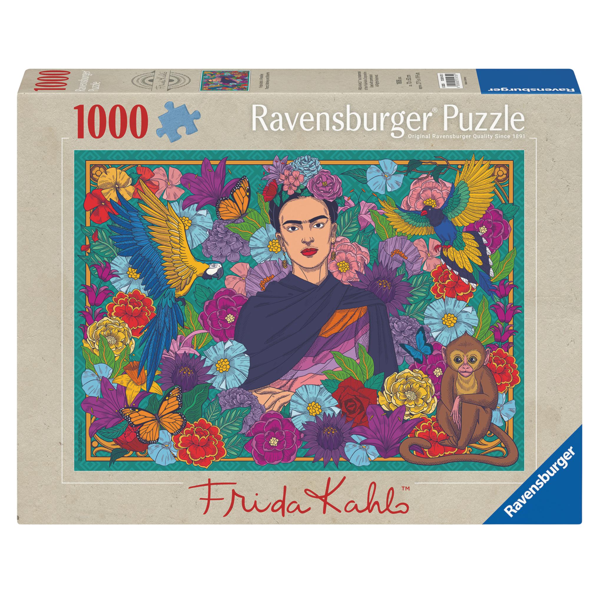 Frida Kahlo puslespill eske med ikonisk kunstverk og 1000 brikker fra Ravensburger